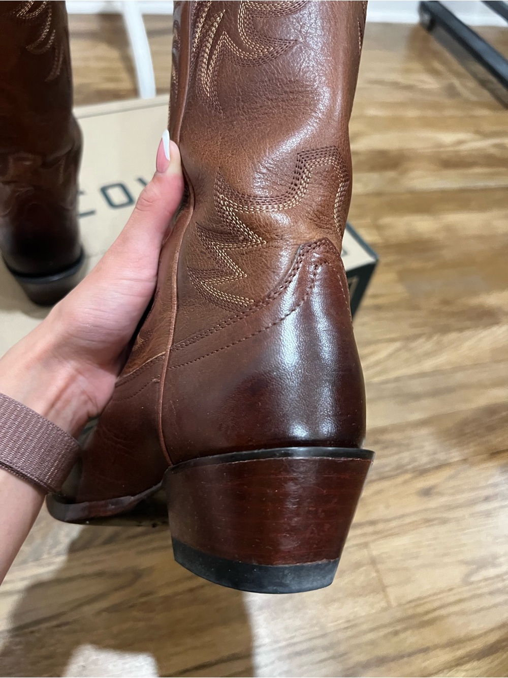 Tecovas Women’s Brown Leather Cowboy Boots - The Annie - Sequoia Cowhide Leather - Picture 11 of 15